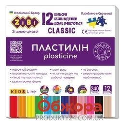 Пластилін Zibi 240г Classic Kids Line 12 кольорів – ІМ «Обжора»