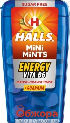 Конфеты Halls мини минтс 12,5г со вкусом апельсин-манго с витамином В – ИМ «Обжора»
