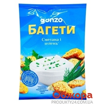 Сухари пшеничные Gonzo 50г вкус сметана и зелень – ИМ «Обжора»