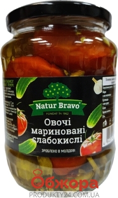 Конс Natur Bravo 720г овочі мариновані слабокислі огірки-помідори ск/б твіст – ИМ «Обжора»