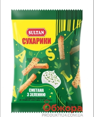 Сухарики Sultan пшеничные сметана с зеленью 90г – ИМ «Обжора»