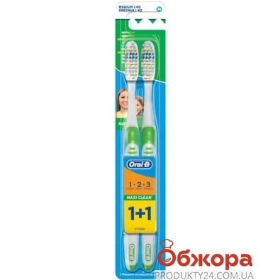 Зубна щітка Oral-b 2шт Maxi clean 1-2-3 40 середня – ІМ «Обжора»