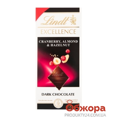 Шоколад Lindt 100г excellence черн минд-фунд-клюква – ИМ «Обжора»
