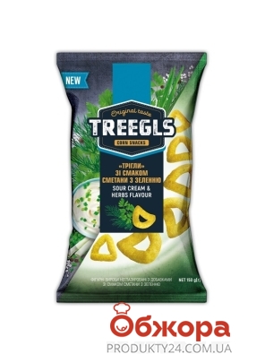 Снеки Treegls 150г кукурудзяні зі смаком сметани з зеленню – ІМ «Обжора»