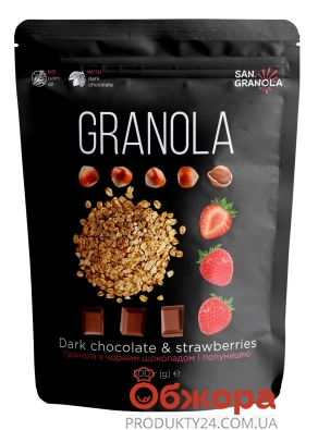 Сухой завтрак San Granola 300г гранола с черным шоколадом и клубникой – ИМ «Обжора»