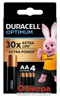 Батарейка Duracell Optimum AA 4шт extra life – ІМ «Обжора»