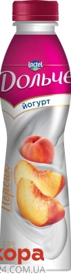 Йогурт Дольче 2,5% 500г персик бут. – ІМ «Обжора»