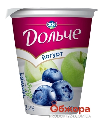 Йогурт черника-яблоко Дольче 3,2% 280 г – ИМ «Обжора»
