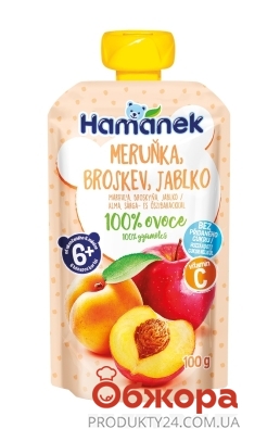 Пюре Hame Hamanek 100г яблоко, абрикос, персик – ИМ «Обжора»