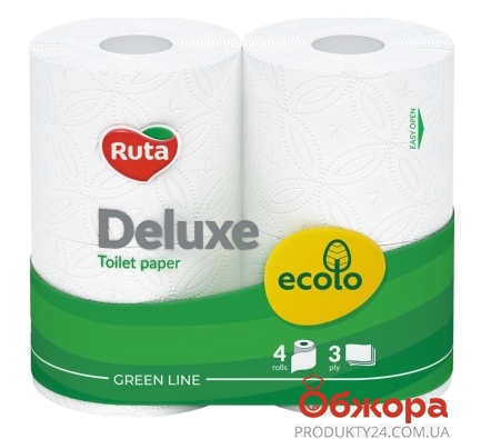 Туалетная бумага Ruta Ecolo белая Deluxe 3 слоя 4шт – ИМ «Обжора»