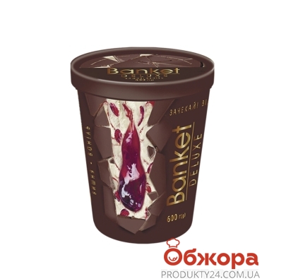 Мороженое Banket Delux вишня - ваниль 600г пл/ст – ИМ «Обжора»