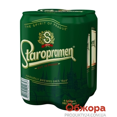 Пиво Staropramen 4*0,48л 4,2% светлое з/б – ИМ «Обжора»