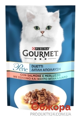 Корм Gourmet Perle Duo 85г д/котов с лососем и сайдой – ИМ «Обжора»