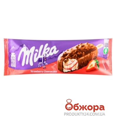 Мороженое Milka клубничный чизкейк 67г эскимо – ИМ «Обжора»