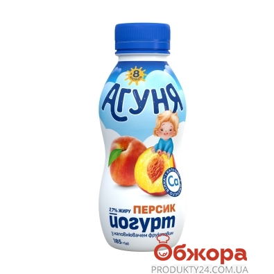 Йогурт Агуня Персик 2,7% 200 г – ИМ «Обжора»