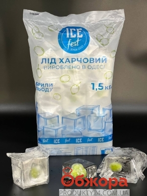Лёд пищевой Ice Fest 1,5кг глыбы с оливкой – ИМ «Обжора»
