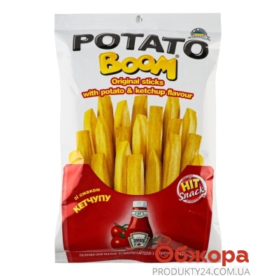 Снеки Potato boom 50г палички зі смаком картоплі з кетчупом – ІМ «Обжора»