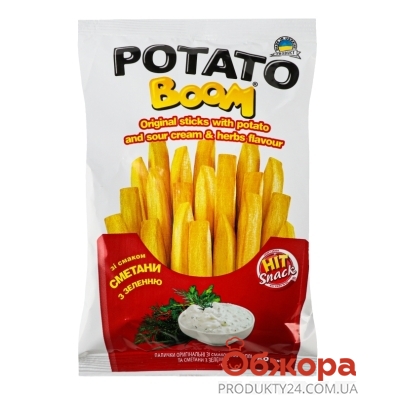Снэки Potato boom 50г палочки со вкусом картофеля и сметаны с зеленью – ИМ «Обжора»