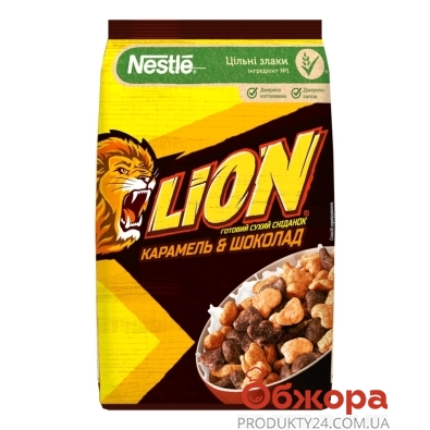 &Сухий сніданок Nestle 375г Lion карамель-шоколад – ІМ «Обжора»