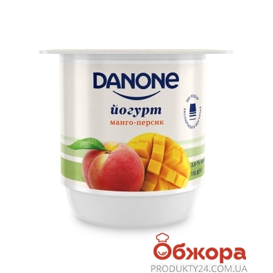 Йогурт 2% манго-персик Danone 125 г – ИМ «Обжора»