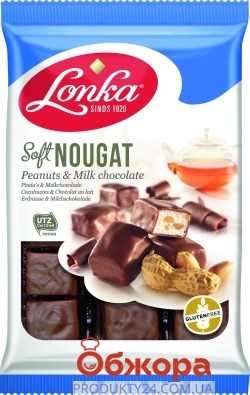 Цукерки Lonka 220г нуга в молочному шоколаді з арахісом – ІМ «Обжора»
