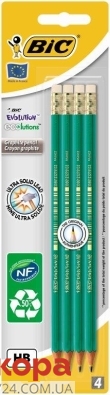 Олівець Bic 4шт Evolution HB графітові з гумкою зелений – ІМ «Обжора»