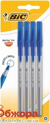 Набір ручок кулькових Bic 4шт Round Stic Exact сині – ИМ «Обжора»