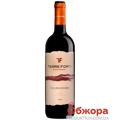 Вино Terre Forti 0,75л 12,5% Negroamaro Puglia IGT червоне сухе – ИМ «Обжора»