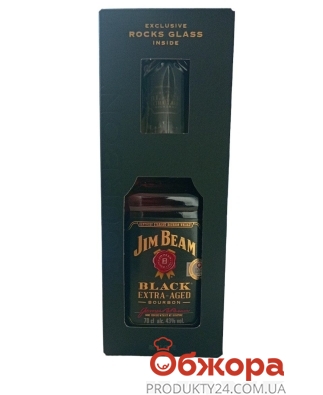 Віскі Jim Beam Black Extra Aged 43% 0,7л + 1 склянка набір – ИМ «Обжора»
