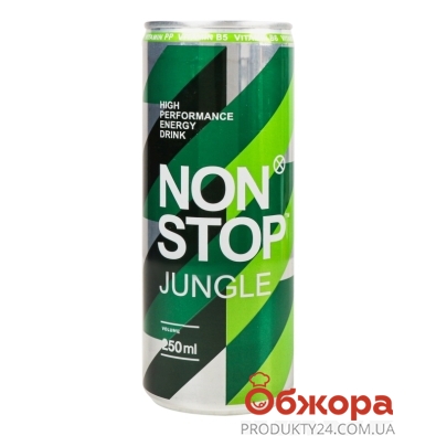 Напій енергетичний Non Stop 0,25л б/алк Jungle з/б – ИМ «Обжора»