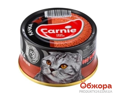Корм д/котів Carnie 90г для дорослих м`ясо+качка паштет – ИМ «Обжора»