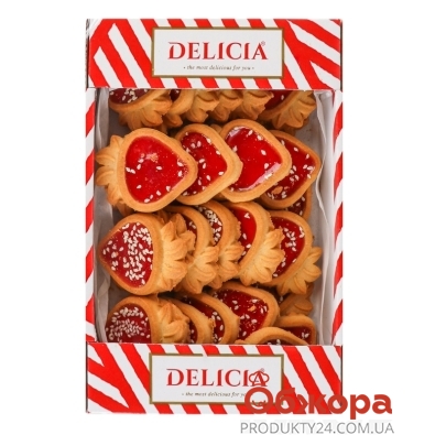 Печиво Delicia 300г здобне Желейна ягідка – ИМ «Обжора»