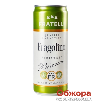 Напій винний Fratelli 0,33л 6,9% Fragolino Bianco з/б – ИМ «Обжора»
