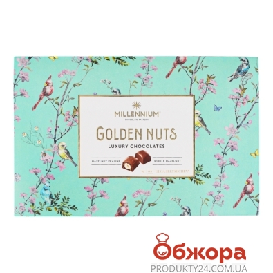 Цукерки Millennium 145г Golden Nuts з начинкою та цілими горіхами – ІМ «Обжора»