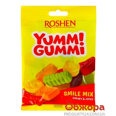 Цукерки желейні Roshen 70г Yummi Gummi Smile Mix – ІМ «Обжора»