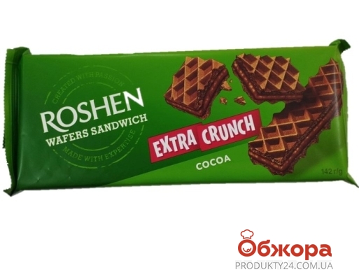Вафлі Roshen 142г Wafers Cocoa extra crunch сендвіч – ІМ «Обжора»