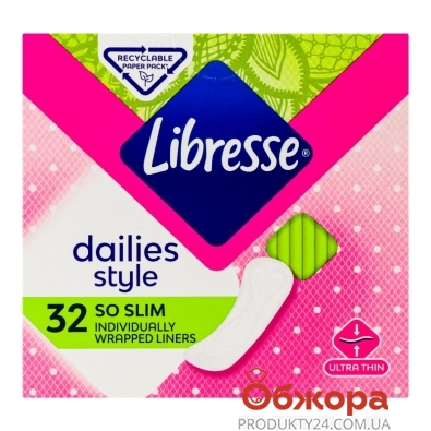 Прокладки Libresse Dailies Style 32шт щоденні – ІМ «Обжора»