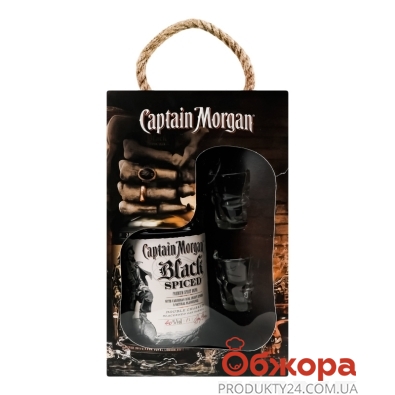 Алк. напій Ромовий Captain Morgan Spiced Black 1л 40% + 2 чарки Набiр – ІМ «Обжора»