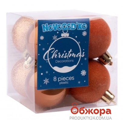 Набір новорічних куль Novogod`ko, пластик, 4см, 8 шт – ІМ «Обжора»