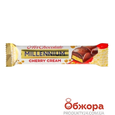 Батончик Millennium 27г молочний пористий з вишнев. начинк. Cherry Cream Air Chocolate – ИМ «Обжора»