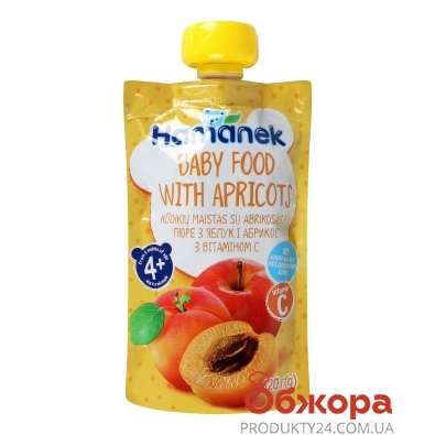 Пюре Наmе Hamanek 120г яблуко-абрикос від 4міс пауч – ИМ «Обжора»