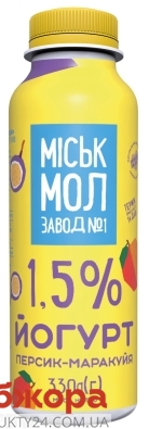 Йогурт Персик-маракуйя Міськмолзавод №1 1.5% 330 г – ИМ «Обжора»