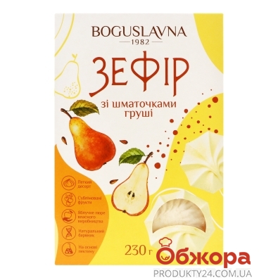 Зефір Boguslavna 230г зі шматочками груші картон – ИМ «Обжора»