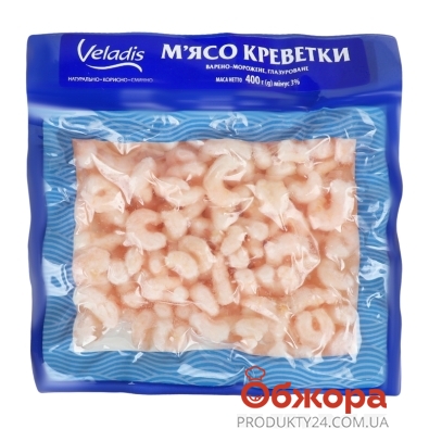 Заморожені креветки варено-очищені Veladis  70/90 0,4 кг – ІМ «Обжора»