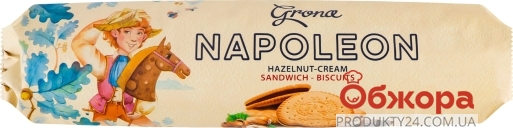 Печиво Grona 240г сендвіч Napoleon Huzelnut-cream – ИМ «Обжора»