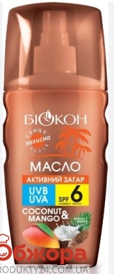 Масло Біокон 160мл активний загар кокос-манго SPF6 – ІМ «Обжора»