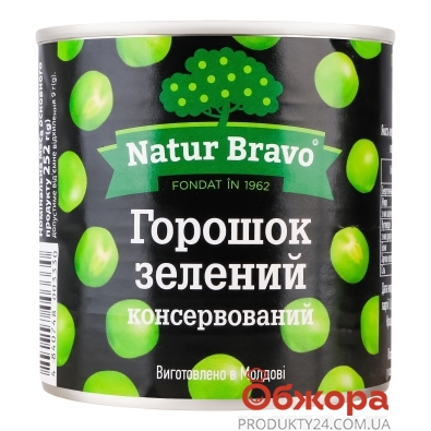 Конс Natur Bravo 340г горошок зелений з/б ключ – ІМ «Обжора»