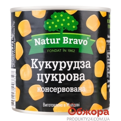 Конс Natur Bravo 340г кукурудза цукрова з/б ключ – ІМ «Обжора»