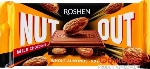 Шоколад Roshen 90г молочний Whole Almonds Nut Out – ІМ «Обжора»