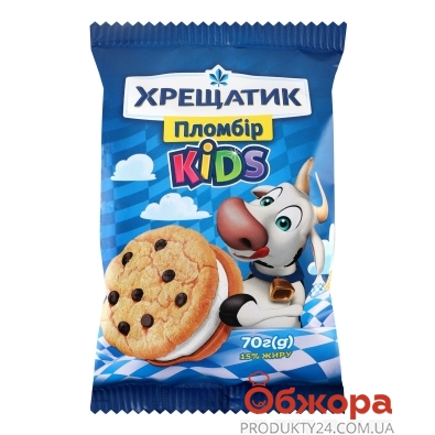 Морозиво Хрещатик 70г Kids пломбір на печиві з дропсами сендвіч – ІМ «Обжора»